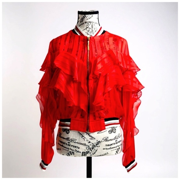 Casting Jackets & Blazers - Casting Women’s Ruffled Jacket. Red, White, Blue, Silver. Size M-L